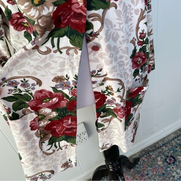 VTG 90s Capacity Knits Blazer Cardigan Floral Beige  Oversized Size Medium - Picture 7 of 16